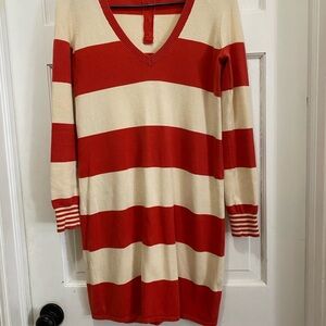 Wallace by madewell Red and Cream V-Neck Sweater